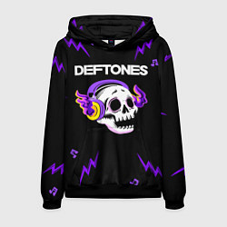 Толстовка-худи мужская Deftones неоновый череп, цвет: 3D-черный