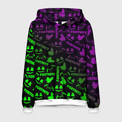 Толстовка-худи мужская Fortnite кислота неоновая, цвет: 3D-белый