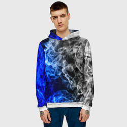 Толстовка-худи мужская Столкновение дыма, цвет: 3D-белый — фото 2