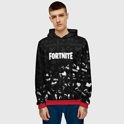 Толстовка-худи мужская Fortnite pattern black, цвет: 3D-красный — фото 2