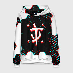 Толстовка-худи мужская Doom hexagon glitch color, цвет: 3D-белый