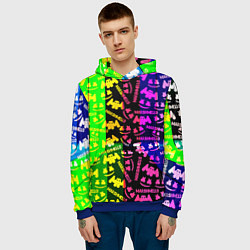 Толстовка-худи мужская Marshmello pattern neon steel, цвет: 3D-синий — фото 2