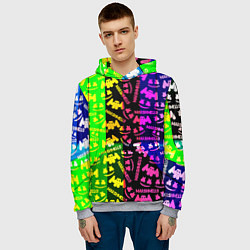 Толстовка-худи мужская Marshmello pattern neon steel, цвет: 3D-меланж — фото 2