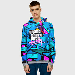 Толстовка-худи мужская GTA vice city steel grafity, цвет: 3D-меланж — фото 2