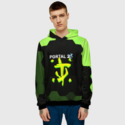 Толстовка-худи мужская Doom x portal 2 зелёные соты, цвет: 3D-черный — фото 2