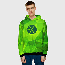 Толстовка-худи мужская Exo green poly, цвет: 3D-черный — фото 2