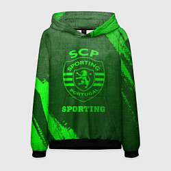 Толстовка-худи мужская Sporting - green gradient, цвет: 3D-черный