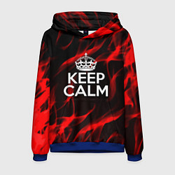 Толстовка-худи мужская Keep calm flame red, цвет: 3D-синий