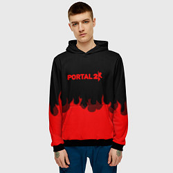 Толстовка-худи мужская Portal fire abstraction, цвет: 3D-черный — фото 2