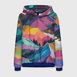 Толстовка-худи мужская Красочные горы, цвет: 3D-синий