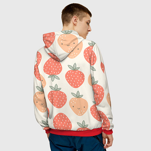 Мужская толстовка Клубничный узор / 3D-Красный – фото 4