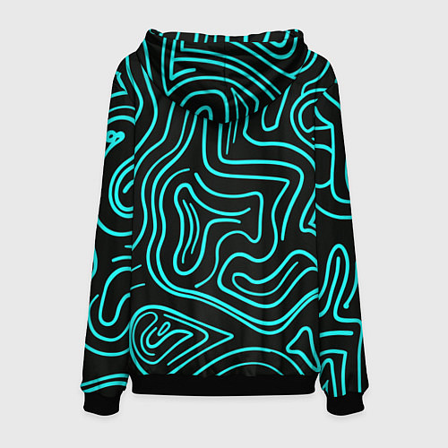 Мужская толстовка Абстракция из бирюзовых полос / 3D-Черный – фото 2