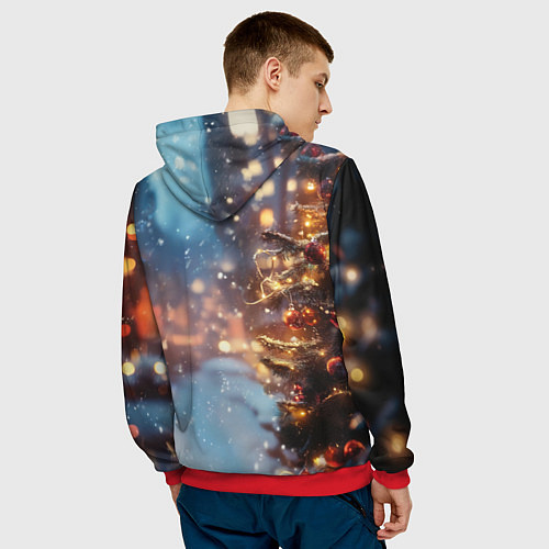 Мужская толстовка Spider-man new year / 3D-Красный – фото 4