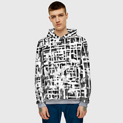 Толстовка-худи мужская Бело-чёрная абстракция, цвет: 3D-меланж — фото 2
