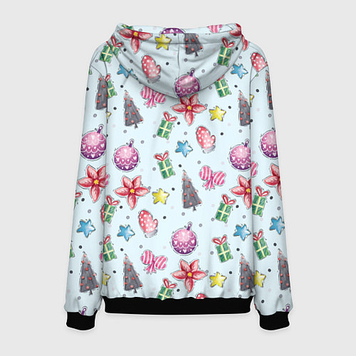 Мужская толстовка Новогодний фон / 3D-Черный – фото 2