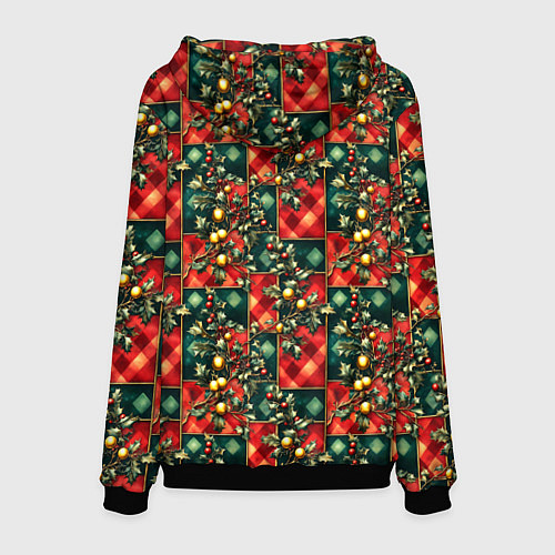 Мужская толстовка Остролистный падуб и золотые шары / 3D-Черный – фото 2