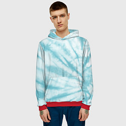 Толстовка-худи мужская Голубой тай дай, цвет: 3D-красный — фото 2