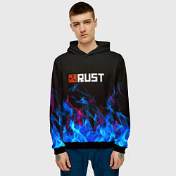 Толстовка-худи мужская Rust neon flame, цвет: 3D-черный — фото 2