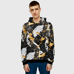 Толстовка-худи мужская Черно-белый змеиный паттерн, цвет: 3D-черный — фото 2