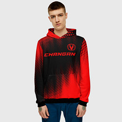 Толстовка-худи мужская Changan - red gradient посередине, цвет: 3D-черный — фото 2
