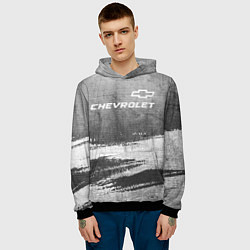 Толстовка-худи мужская Chevrolet - grey gradient посередине, цвет: 3D-черный — фото 2