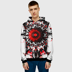 Толстовка-худи мужская Красная сюрреалистичная абстракция, цвет: 3D-черный — фото 2