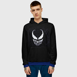 Толстовка-худи мужская Venom face - logo, цвет: 3D-синий — фото 2