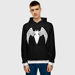 Толстовка-худи мужская Venom - spider logo, цвет: 3D-белый — фото 2