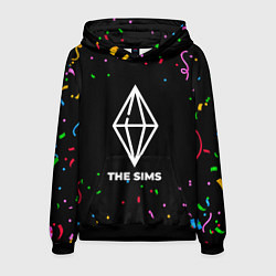 Толстовка-худи мужская The Sims конфети, цвет: 3D-черный