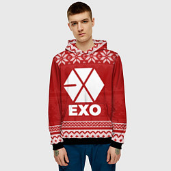 Толстовка-худи мужская Новогодний Exo, цвет: 3D-черный — фото 2