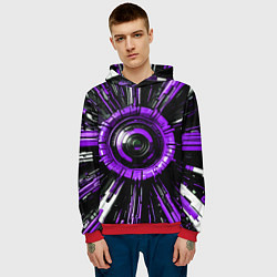 Толстовка-худи мужская Чёрно-фиолетовая сфера киберпанк, цвет: 3D-красный — фото 2