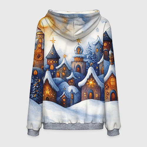Мужская толстовка Снежный новогодний городок / 3D-Меланж – фото 2