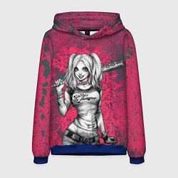 Толстовка-худи мужская Харли Квинн с битой, цвет: 3D-синий