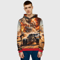 Толстовка-худи мужская Mad Max - explosion cars, цвет: 3D-красный — фото 2