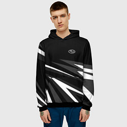 Толстовка-худи мужская Субару - черно-белый, цвет: 3D-черный — фото 2