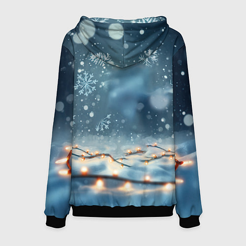 Мужская толстовка Сердитый новогодний ёжик / 3D-Черный – фото 2