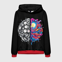 Толстовка-худи мужская Правое и левое полушарие, цвет: 3D-красный