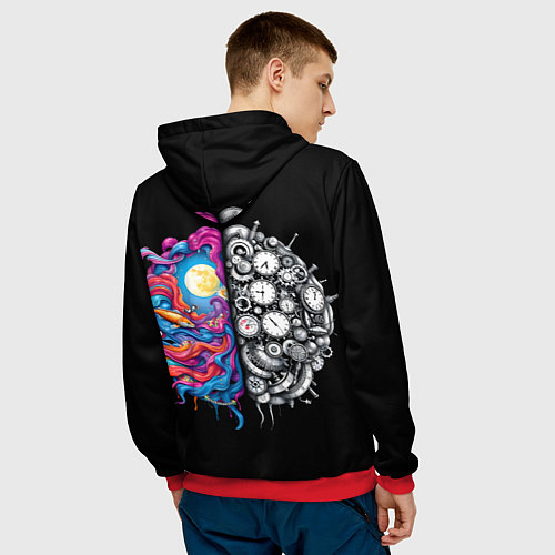 Мужская толстовка Правое и левое полушарие / 3D-Красный – фото 4