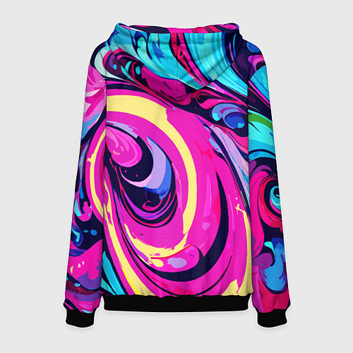Мужская толстовка Сине-розовый узор / 3D-Черный – фото 2