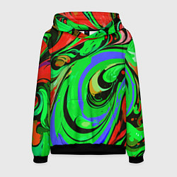 Толстовка-худи мужская Красно-зелёный узор, цвет: 3D-черный