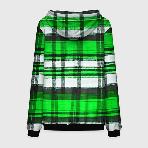 Мужская толстовка Зелёно-белая ткань в клетку / 3D-Черный – фото 2