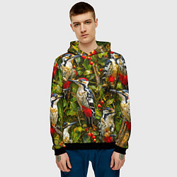 Толстовка-худи мужская Дятлы, цвет: 3D-черный — фото 2