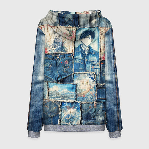 Мужская толстовка Аниме влюбленные на пэчворк / 3D-Меланж – фото 2