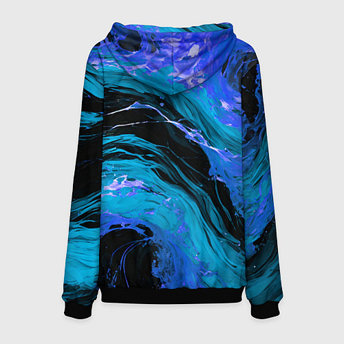 Мужская толстовка Синие брызги на чёрном фоне / 3D-Черный – фото 2