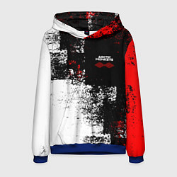 Толстовка-худи мужская Arctic Monkeys - Красные и белые помехи, цвет: 3D-синий