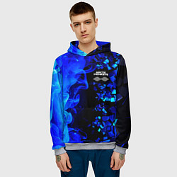 Толстовка-худи мужская Arctic Monkeys - синий огонь и плиты, цвет: 3D-меланж — фото 2