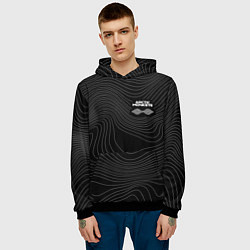 Толстовка-худи мужская Arctic Monkeys - белые линии, цвет: 3D-черный — фото 2
