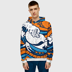 Толстовка-худи мужская Современная японская абстракция, цвет: 3D-белый — фото 2
