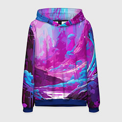 Толстовка-худи мужская Фиолетовая кислотная абстракция, цвет: 3D-синий