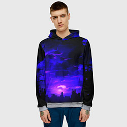 Толстовка-худи мужская Фиолетовый апокалиптический закат, цвет: 3D-меланж — фото 2